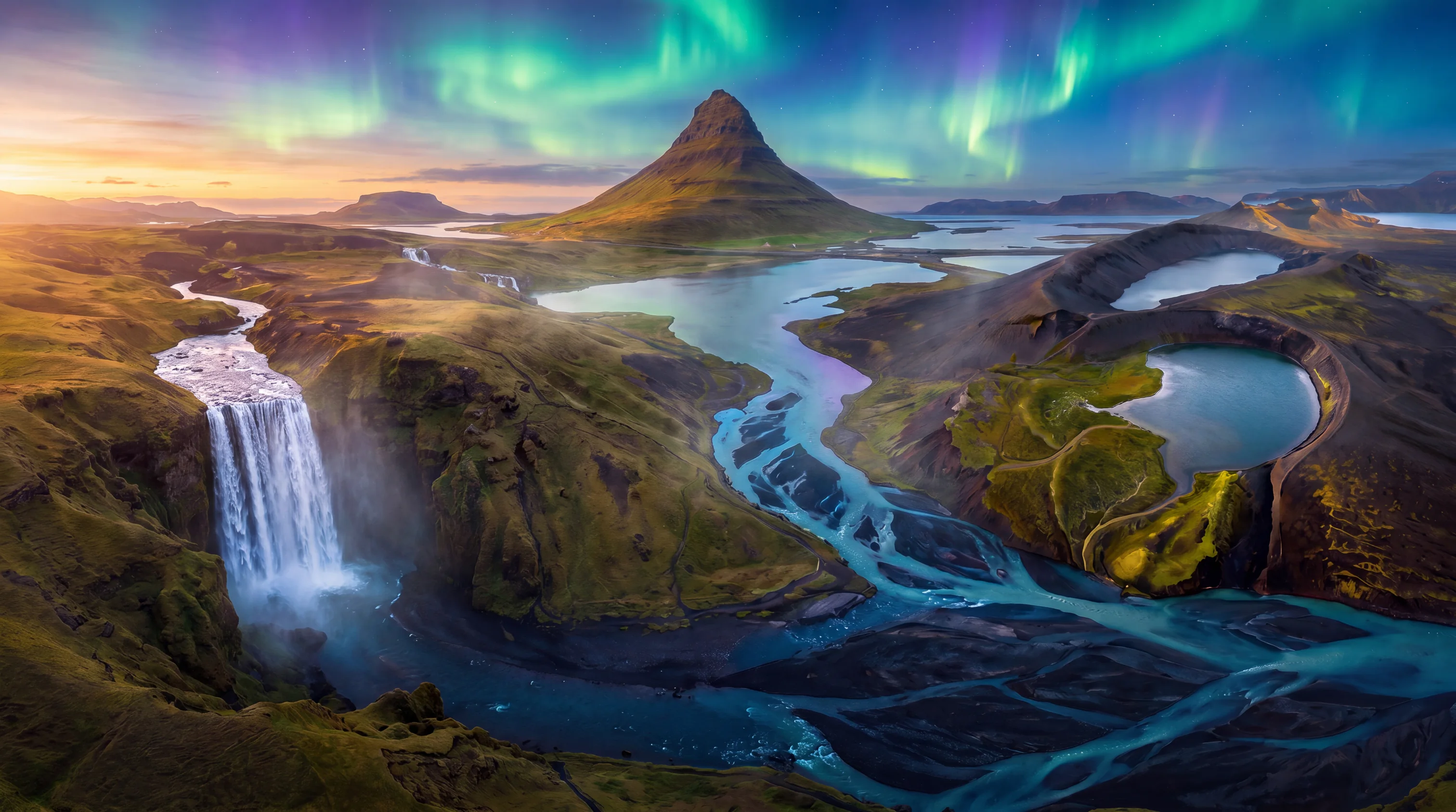 Iceland glacier rivers at dawn