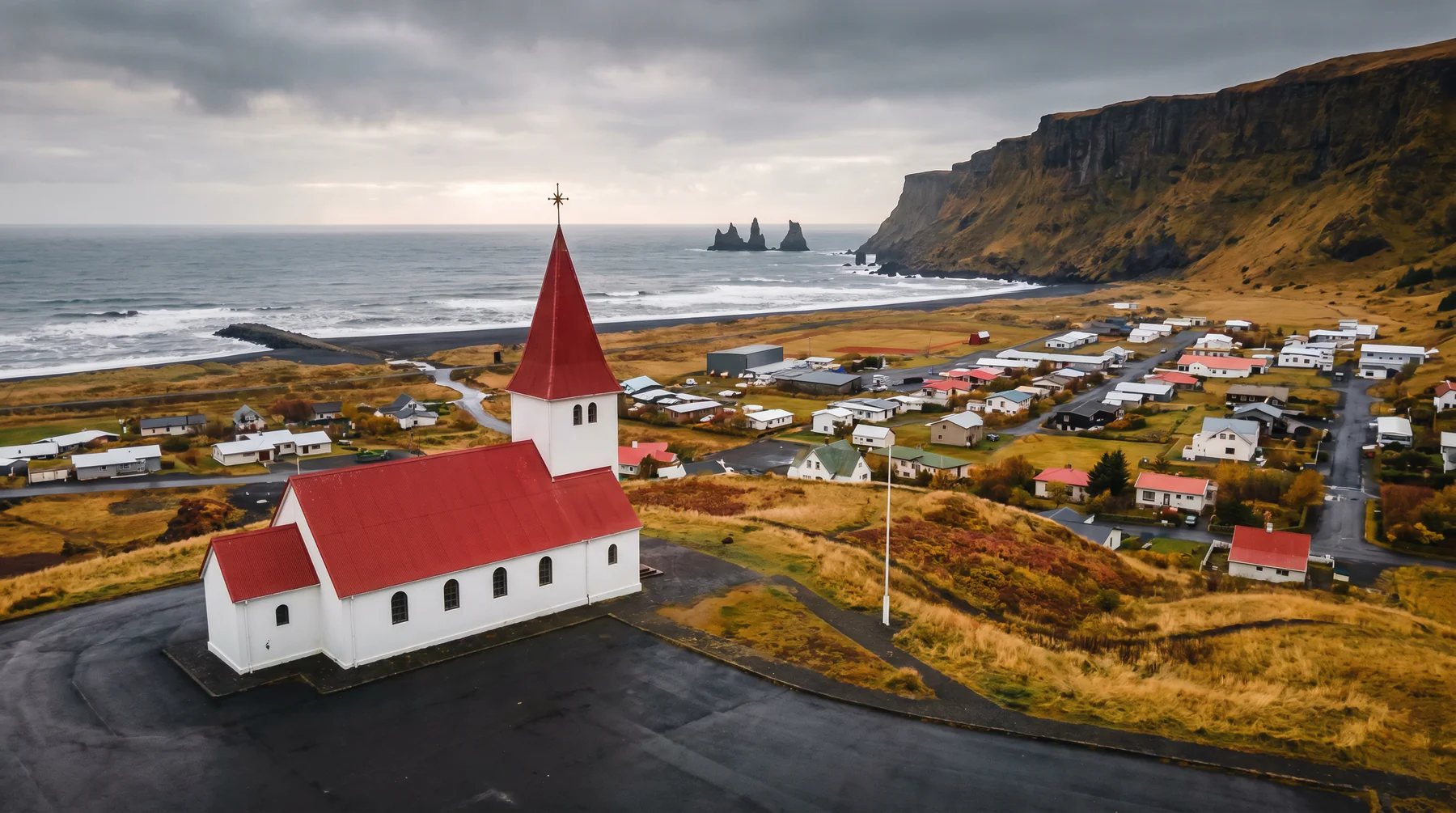 Reynisdrangar from cliff